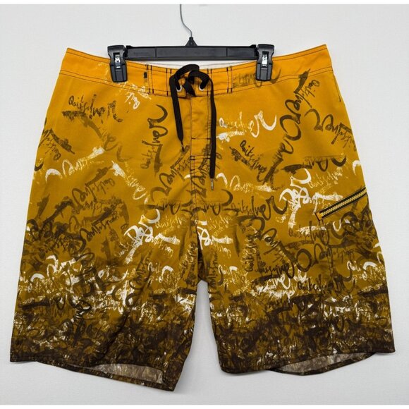 Quiksilver Board Shorts Mens 38 10" Script Logo AOP Beach Swim Trunks Grunge - Picture 1 of 6